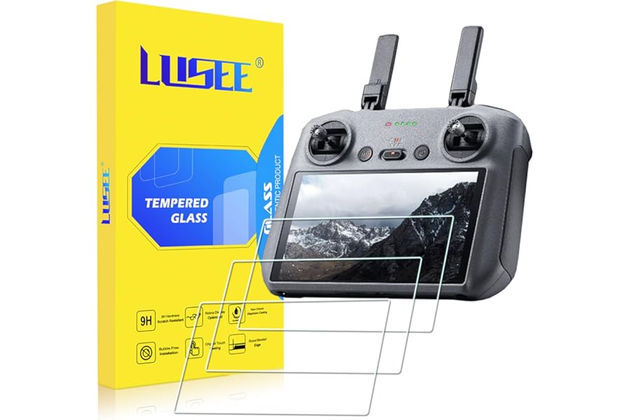 Lusee 3 Pack Screen Protectors Compatible with DJI RC / RC2 / RC 2 Controller Tempered Glass Protective Flim, Scratch Resistant, HD Clear, Bubble-Free