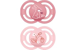 MAM Perfect Confezione Doppia Succhietto 16+ Mesi (Set da 2), Ciuccio MAM 16 36 mesi silicone per uno sviluppo sano del cavo orale, Kit da 2 accessori neonato con porta ciuccio sterilizzatore, Rosa