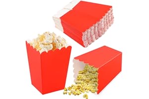 CATIME Mini pudełka na popcorn, 3 kolory, pudełka na popcorn, pudełka na popcorn, kartonowe pudełko na smakołyki, papierowe pojemniki na popcorn, na wieczór filmowy, urodziny, ślub, do kina, karnawał, 50