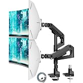 ARES WING Soporte Monitor Doble Brazo para Pantallas 17-49 Pulgadas, Muelle de Gas Altura Ajustable Inclinar Girar y Extender