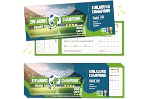 NHYDZSZ 12 Stück Eintrittskarte Fussball Fussball Einladungskarten Kindergeburtstag Coole Fussball Einladung zum Geburtstag Partyeinladungen Einladungskarten für Jungs und Mädchen