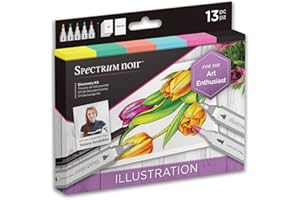 Spectrum Noir Set completo per adulti di alta qualità, include penne colorate ad alcool, fodere, fogli artistici stampati e istruzioni di Pro Artist-Illustration Discovery Kit, taglia unica