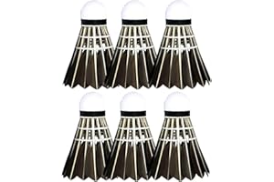 SBYZM Badminton Shuttlecocks, 6Pcs Windproof Badminton Outdoor, Shuttlecocks Birdies for Badminton, Black Goose Feather Badminton Balls for Beginners Training Badminton Sports
