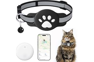 EFFDRDFS GPS Tracker Katze, Mini Tracker Ohne ABO für Katze (nur Android), Tracking Standort von Haustieren, Reflektierendes Katze Tracker Halsbänder, Arbeite mit Google Find My Device,White