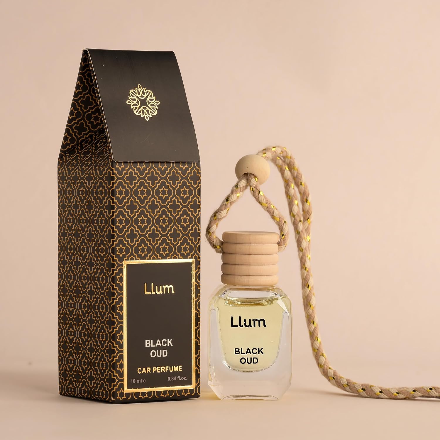 Llum Black Oud Hanging Car Air Freshener – Luxury Automotive Perfume Diffuser 10ml (0.34 fl oz), Long-Lasting Fragrance, Alcohol-Free Non-Toxic Scent
