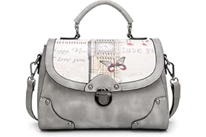 DIRRONA Femme Sacs À Main Impression de Mode Femme Sac Bandoulière Décontractée Voyage moyen Cuir PU Achats Travailler École Fête Sac à Main