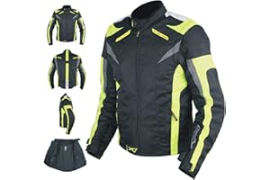 A-PRO Señora Mujer Chaqueta Cordura Moto Manga Desmontable Protección Fluo Amarillo XL