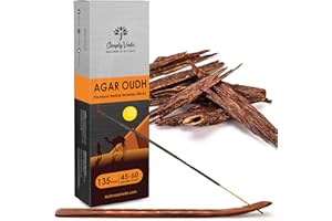 Simply Vedic Agar Oudh Incense Sticks 250-Grams (Approx 135 Premium Sticks + Holder)| Lasts 45-Minutes, Ideal for Meditation, Yoga, Spiritual Healing, Prayers, Aromatherapy Energy Cleansing