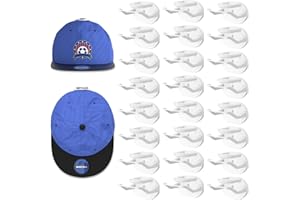Gocvo 24 Piece Hat Rack, Hat Organizer for Baseball Caps, Hat Hooks for Wall, Glue or Drilling, Dual Use, Cap Holder Display for Door Cabinet (White)