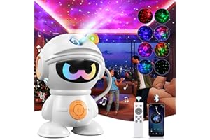 DAYLUMI Sternenhimmel Projektor mit Musik, 2025 Neu LED Galaxy Projektor Baseball Astronaut, Sternenlicht mit Fernbedienung für Schlafzimmer, Sternenprojektor Lampe Kinder & Erwachsene (Orange)