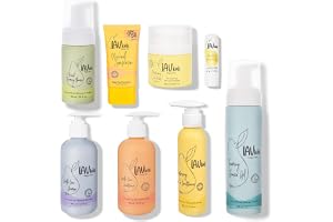 LAV KIDS 7-delat hudvårdsset, ansiktsrengöring, kräm, läppvård, med hårvårdsprodukter och tillbehör, 150 ml