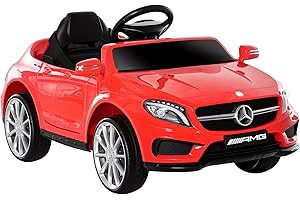 HOMCOM Voiture électrique Enfants sous Licence Mercedes Benz GLA AMG, véhicule électrique 3 Ans avec télécommande 2,4 GHz, MP3 USB, lumières et Sons, Ouverture de Portes, Rouge