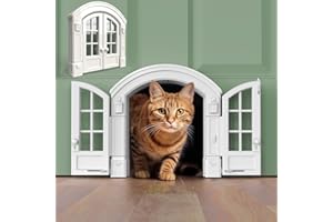 Purrfect Portal Drzwi dla kota francuskiego – stylowe drzwi wewnętrzne dla kotów bez klapy dla kotów o średniej wielkości do 9 kg, łatwa instalacja DIY, bezpieczna instalacja w ciągu kilku minut, bez