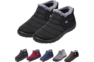 YYJJ Boojoy Winter Boots, Womens Winter Snow Boots Waterproof Anti-Slip Ankle Booties Fur Lined Warm Shoes