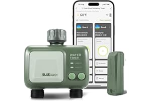 SOGUYI WiFi Water Timer for Garden Hose, Smart Sprinkler Timer Hose Timer WiFi Irrigation Controller, Wireless Watering System Valve, APP Remote Control, Weather-Based Automatic Rain Delay, 2 Outlets