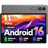 Tablet 11 Inch Android 16 with Gemini AI, 24GB RAM 128GB ROM, Screen 90Hz Eye Protection T&Uuml;V, 8000mAh OTG Battery, Tablet for