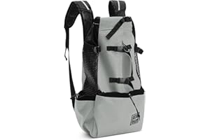 ALLSOPETS Hunderucksack Tragetasche Verstellbar für Kleine Mittelgroße Hunde, Haustier Rucksack zum Spaziergang Wandern Camping Bergsteigen Reisen (Salbeigrau, L)