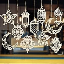 Set mit 6 Ramadan Dekorationen: Islamische Tisch- & Wanddekoration