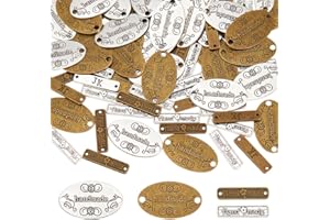 PH PandaHall 88pcs 2 formes "Handmade" Étiquettes en métal, Tibétains Alliage À La Main Étiquettes Charmes Signes d'étiquette d'étiquette en métal pour l'artisanat fait main, bijoux, 2 Couleurs