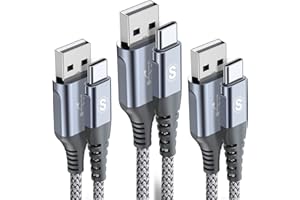 SWEGUARD Cavo USB C [3-Pezzi,1m2m3m] Cavo Tipo C di Ricarica Rapida per i phone 15 Plus Pro Max,Samsung Galaxy S23/S22/S21,Sony,Xiaomi,Huawei,Google Pixel e altri dispositivi Android USB-C-grigio