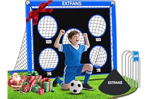EXTFANS 2 en 1 Portería de Fútbol para Niños, Pop Up Porterías de Fútbol con 5 Disparar y Bolsa de Transporte, Equipos de Entrenamiento de Futbol Jardín Interior y Exterior
