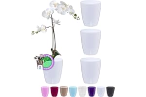 Santino Zestaw 4 doniczek na orchidee o średnicy 12 cm, z systemem knot i wskaźnikiem poziomu wody do wnętrz, biały, 1,3 l