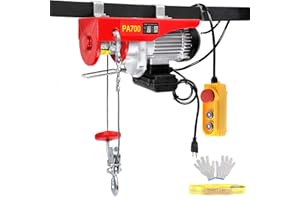 Dyna-Living Electric Hoist Lift 700KG 1543LBS Overhead Electric Hoist 220V Electric Winch for Garage, Warehouses, Factories Lifting with Line 4.92 Ft Remote Control Emergency Stop Switch