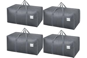 Dntorx 4 Pack 120L Heavy Duty Moving Bags, Waterproof Clothes Storage Bag, Large Packing Box with Zips for Clothes Moving Travelling Camping Garden Tools Christmas Storage Containers