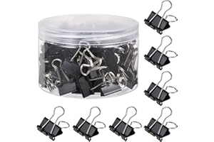 SDHIIOLP Foldback Klammern 100 Stück, Schwarz 19mm Binder-Clips, Büro-Metall-Klammern für Papierarbeiten, Papierbinder-Klemmen für Schule, Heimbedarf