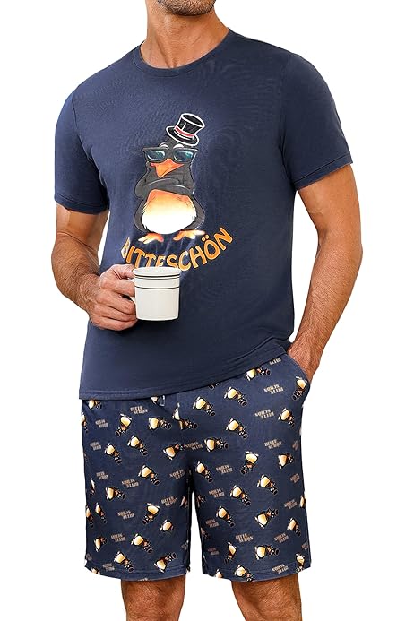 Pyjama Homme - INSFITY - Ensemble De Vetements Nuit Ete Manches Courtes - Bleu Marine Bleu Marine - Prêt-à-Porter