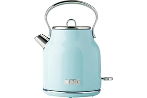 Haden Heritage Blue Electric Kettle - Energy Efficient - Rapid Boil and Boil Dry Protection - Stainless Steel Housing - Retro Kettle - 3000W - 1.7 Litre