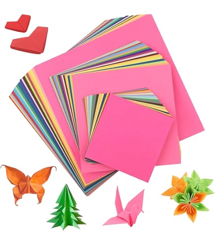 200 Feuilles Papier Origami 15x15 Cm - 10 Couleurs - Pour Pliage, Bricolage, Scrapbooking