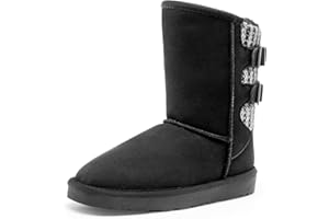 DREAM PAIRS Stivali Invernali per Bambini e Bambine, Foderati in Pelliccia Sintetica, Stivali Alti Fino a Metà Polpaccio con Fibbia