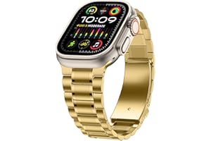 Dolstrap Stainless Steel Straps Compatible with Apple Watch Strap 49/46(S11/10)/45/44/42mm, Men/Women Metal Replacement Band Compatible for iWatch Ultra 3/2/1 SE3-1 Series 11 10 9 8 7 6-1, Gold