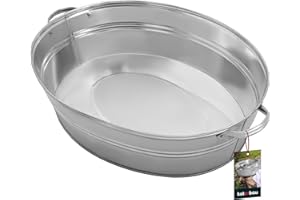 KOTARBAU® Bassine Metal ronde en acier galvanisé 27 L avec oreilles | Pot à fleurs | Bassine d'eau | Baignoire ronde | Bassine Confiture Cuivre | Bassines à Confiture | Lessiveuse pour jardin