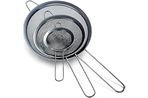 HOMQUEN Set 3 pezzi colino a maglia fine nera, setaccio per farina nera per dolci, Clander in acciaio inossidabile, colino per tè Matcha nero, separatore per sugo, colini per pasta con setaccio Stasher