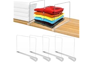 ASSRECT 4PCS Shelf Dividers for Wardrobe Transparent Closet Organizer Divider Adjustable Clothing Organizer for Clothing Storage, Kitchen Cabinets, Bookcases