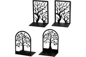 ‎KIKIGOAL Buchstützen, 2 Paar Buchstützen, strapazierfähig, KIKIGOAL dekorativer Metall-Buchstützenhalter für Regale, Rutschfester Buchstopper für Zuhause, Büro, Bibliothek, Schule