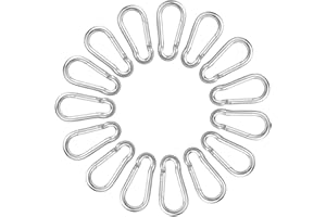 BOXCUTE 15pcs mosquetones pequeños con Cierre a presión, mosqueton 4 mm x 40 mm, Acero galvanizado,no se oxidará y Resistentes
