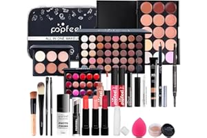 WishesMar Full Makeup Set for Women for Essential Starter All in One Gift Makeup Kit Contains Eye Shadow Concealer Lipsticks Mascara Eyebrow Eyeliner Pressed Powder Brushes