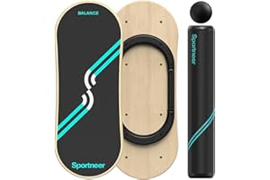 Sportneer Deska balansowa, 7 trybów chybotania, deska wewnętrzna, deskorolka, deska surfingowa z regulowanymi stoperami, hulajnoga i kulka 7 cm w zestawie