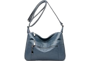 Sacmill Womens Leather Crossbody Bags Multi Pocket Soft Ladies Leather Shoulder Handbag Lightweight with Adjustable Shoulder Strap