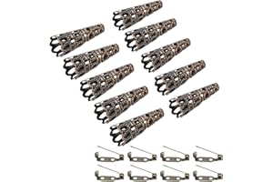 PATIKIL Porta Decorativa de Ramillete de 23mm, 10 Piezas de Broche de Bolsillo de Jarrón de Ramillete con Alfileres de Barra para Bodas, Fiestas DIY, Cobre