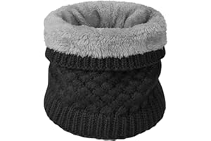 HEEKPEK Cache-Cou Tricoté Pour Hommes Et Femmes Tour de Cou Hiver Écharpe De Cercle Doublée En Polaire Ronde Élastique Épais Doux Maille Doublure Polaire Neck Warmer pour Ski Moto