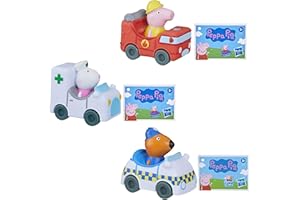 Toptoys2u Bargain Bundles Peppa Pig - Set di veicoli da gioco con personaggi di Little Buggies - Suzy Sheep Ambulance, Freddy Fox Police Car & Mummy Pig Fire Engine - Set 3