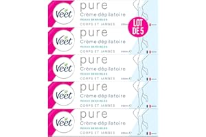 VEET PURE - Crème Dépilatoire Corps & Jambes - Peaux Sensibles - Sans Odeur d'Amoniaque - Lot de 5x200ml