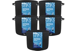 SunStream 5-Pack 5 Gallon(19L) Heavy Duty Thickened Nonwoven Fabric Pots Potato Grow Bags with Handles Garden Planters