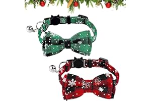 SUNSHINE SMILE Collar de Navidad Ajustable para Perros y Gatos - 2 Unidades, Pequeño, Con Lazo y Pajarita - para Mascotas, Gatitos y Perros