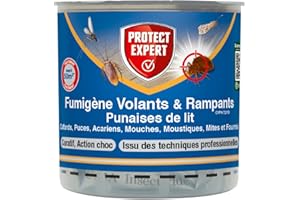PROTECT EXPERT Fumigène Total - Élimine Tous Les Insectes Volants & Rampants - 130m² - Elimine Punaises De Lit ; Acariens etc. - Sans Dépôts Visibles ni Odeurs Persistantes - Action Choc PUMIG10