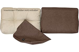 LILENO HOME Palettenkissen Bezug Taupe - Ersatzbezug für Rückenkissen/Seitenkissen 60 x 40 x 16-20 cm - Polster Bezug für Europaletten - Palettenkissen Outdoor Hülle für Palettenmöbel